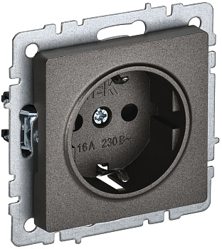 IEK BRITE BASE Темн.бронза Розетка 1-м с/з без защ штор 16А РС11-1-0-БрТБ