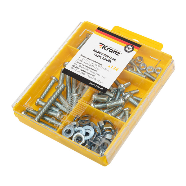 Kranz Набор саморезов, винтов и гаек 132 шт. KR-01-3101-09