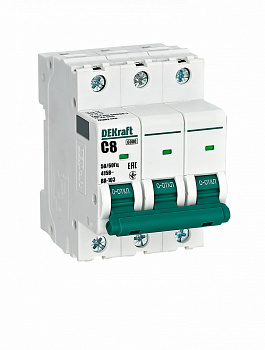 Dekraft Автоматический выключатель 3Р 8А х-ка C ВА-103 6кА 12302DEK