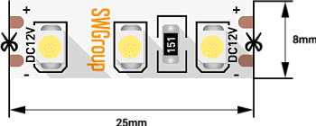 SWG Лента светодиодная стандарт 3528, 120 LED/м, 9,6 Вт/м, 12В , IP20, Цвет: Нейтральный белый SWG3120-12-9.6-NW