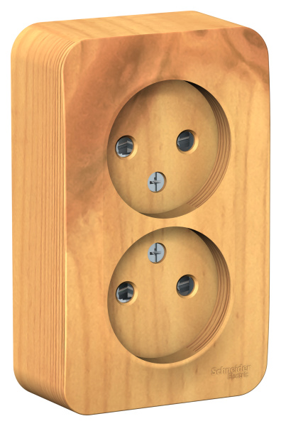 Купить Systeme Electric Blanca наруж Ясень Розетка 2-ая б/з со шторками 16А,250В, изолир. пластина