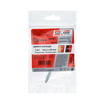 Tech-Krep Шуруп-кольцо 6,0х70 (1 шт) - пакет 136354