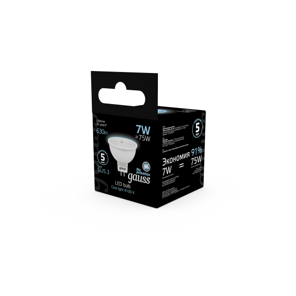 Купить Gauss Лампа MR16 7W 630lm 4100K GU5.3 LED 101505207