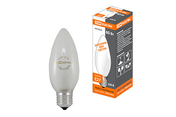 TDM Лампа накаливания "Свеча матовая" 60 Вт-230 В-Е27 SQ0332-0020