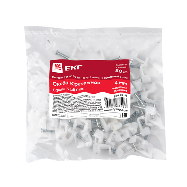 Купить EKF PROxima Скоба крепежная квадратная (плоская) (4мм.) (50шт.)