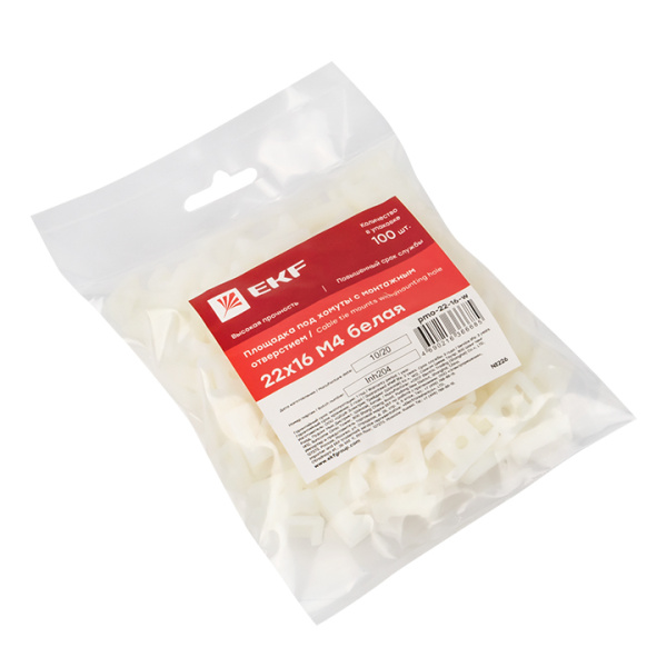 Купить EKF PROxima Площадка под хомуты (22x16) с монтажным отверстием М4 белая (100шт.)