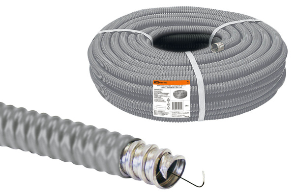 TDM Металлорукав в ПВХ-изоляции РЗ-Ц-П 32 серый с протяжкой (25м) SQ0407-0118