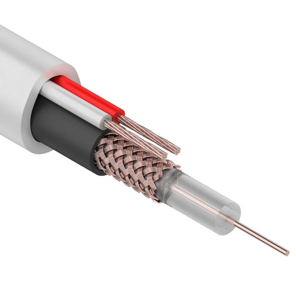 Кабель для видеонаблюдения KBK-B- 2x0,75мм², 200м., белый Rexant 01-4014