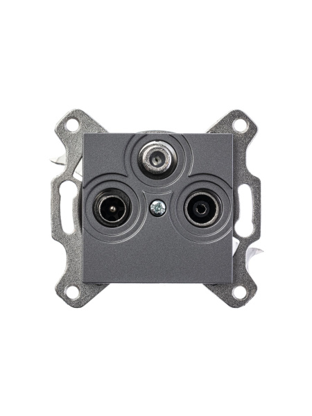 Купить ABB EPJ Levit сталь / дымчатый чёрный Розетка TV-R-SAT, сталь 2CHH083303A6069