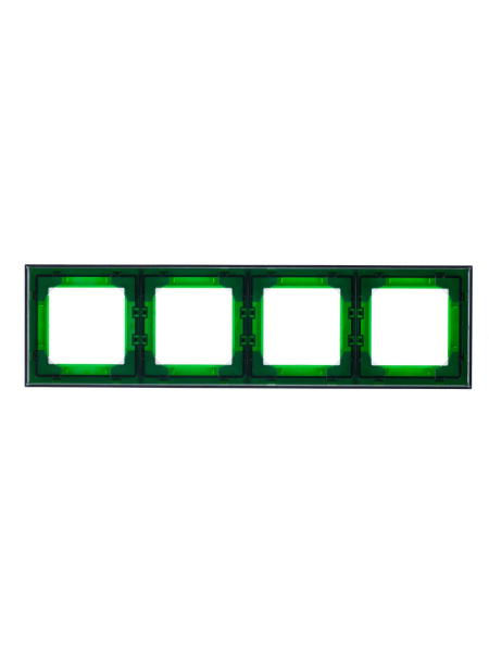 Купить ABB EPJ Levit зелёный / дымчатый чёрный Рамка 4 поста 2CHH015040A6067