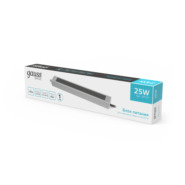 Купить Gauss Блок питания Basic 12V 25W IP67 1/80 BT521