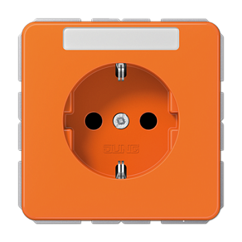 JUNG Штепсельная розетка SCHUKO 16A 250V~ с защитой от детей и полем для надписи, оранжевая CD1520BFKINAO