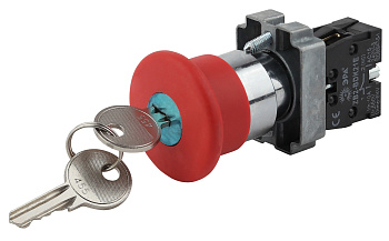ЭРА Кнопка LAY5-BS142 "Грибок"с ключом крас. d22мм 240В 1р (20/200/3200)