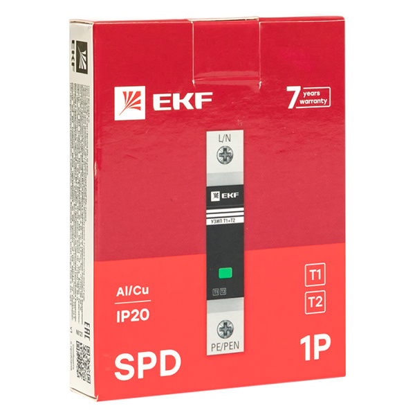 Купить EKF Устройство защиты от импульсных перенапряжений Т1+Т2; Iimp-12,5kA; In-20kA; Uc-275В; 1+0