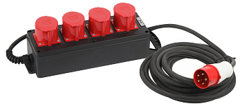 ЭРА Удлинитель силовой ЭРА IND380-U-4e-5x4-20m-IP44 на 380В на каучуковой колодке 4 розетки 4xCEE 5P 20м КГ 5х2,5 32A IP44