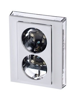 ABB EPJ Levit белый / дымчатый чёрный Розетка двойная с заземл, со шторками 2CHH223457C6062