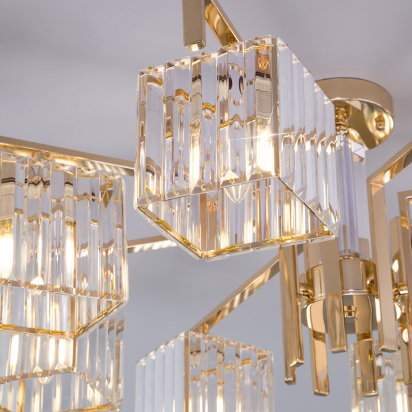 Купить Eurosvet 10126/8 Светильник потолочный золото/прозрачный хрусталь Strotskis a054450