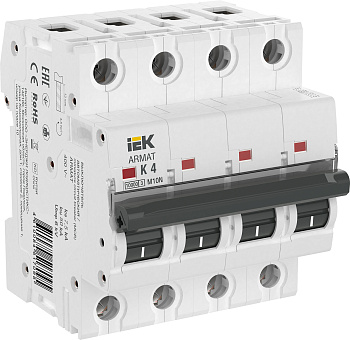 IEK ARMAT Автоматический выключатель M10N 4P K 4А AR-M10N-4-K004