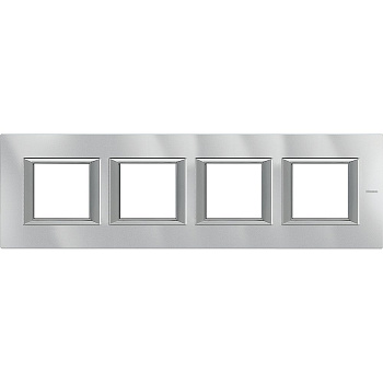 BT Axolute Алюминий Рамка декоративная прямоугольная немецкого стандарта. Горизонтальная установка. Монохром. 2+2+2+2 модуля. HA4802M4HHC