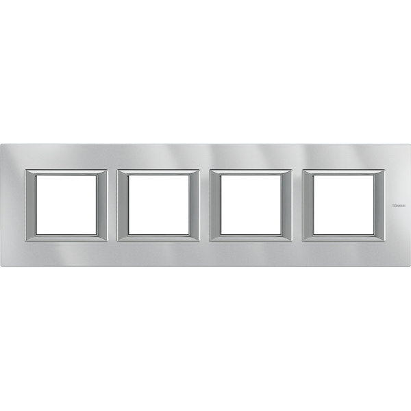 BT Axolute Алюминий Рамка декоративная прямоугольная немецкого стандарта. Горизонтальная установка. Монохром. 2+2+2+2 модуля. HA4802M4HHC
