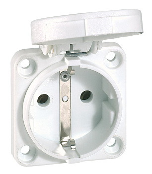 Legrand Розетка немецкий стандарт 16А 2К+З 230В IP44 син.50х50 со шторками 057675