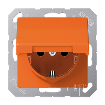JUNG Штепсельная розетка SCHUKO 16A 250V~ с крышкой оранжевая AS1520BFKLO
