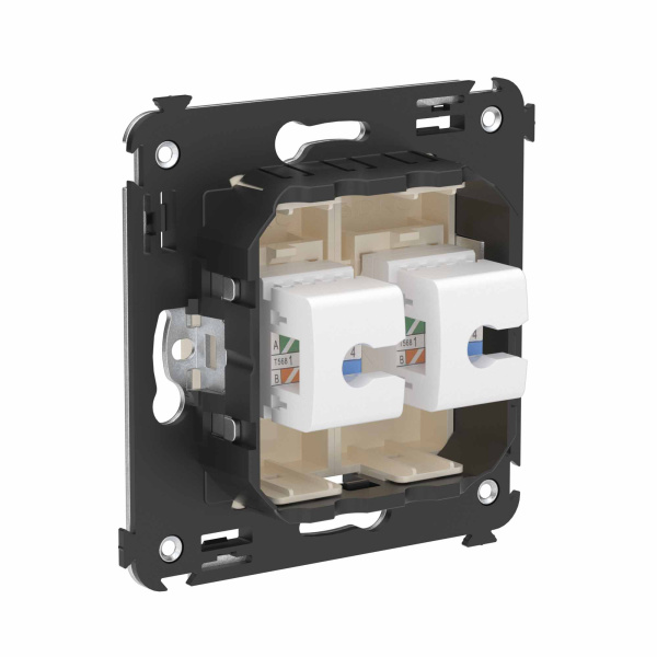 Купить DKC Телефонная розетка RJ-12 без шторки в стену двойная, "Avanti", "Ванильная дымка"