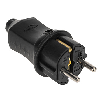 PROconnect Вилка прямая влагозащищенная 2P+PE 230V, 16 А, IP44 каучук 111-001-4