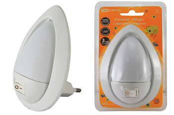 TDM Ночник "Яйцо" с выключателем, белый, 0,5 Вт, 220 В SQ0357-0012