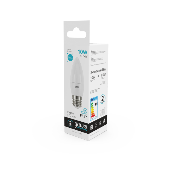 Купить Gauss Лампа Elementary Свеча 10W 750lm 4100K E27 LED 30220