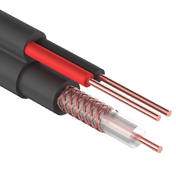 Кабель для видеонаблюдения ККСВ-П + 2х0.5мм., 305м., черный Rexant 01-4004