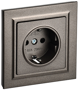 IEK BRITE Темн.бронза Розетка с з/к/ш 16А в сборе. РСР14-1-0-БрТБ