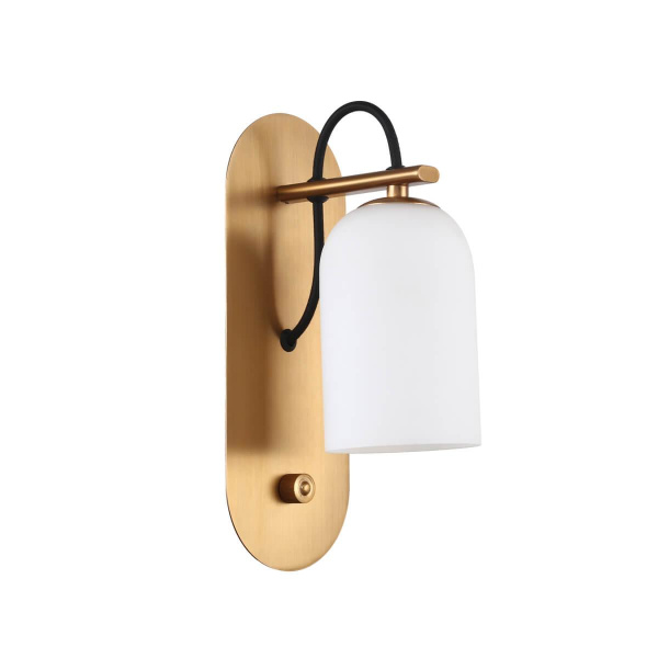 Купить Favourite Modern настенный светильник каркас темно-серого цвета и цвета латуни, плафон из белого стекла, управление с помощью диммера 2668-1W