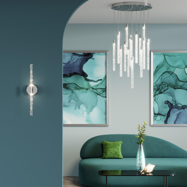 Купить Odeon Light 4370/5L HIGHTECH ODL23 107 хром полированный/акрил с пузырьками Подвесной св-к IP20 LED 5W 200Лм 3000K SPARKY