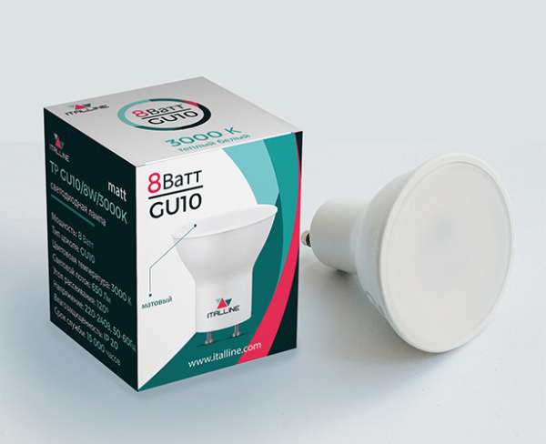 ITALLINE TP GU10/8W/3000K/120 matt Лампа светодиодная, шт TP GU10/8W/3000K matt