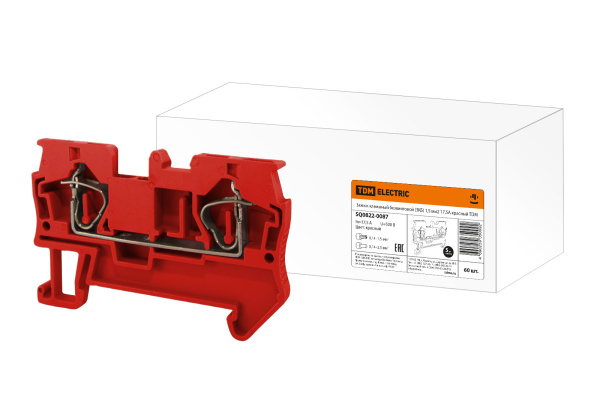 TDM Зажим клеммный безвинтовой (ЗКБ) 1,5 мм2 17,5А красный SQ0822-0087