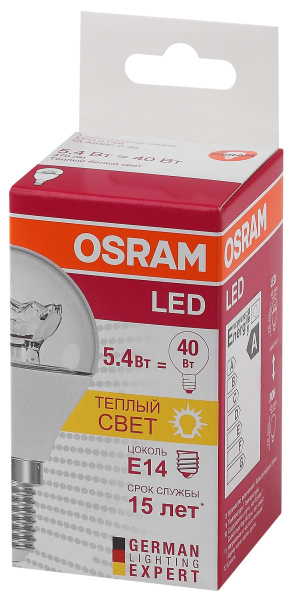 Купить Osram Лампа LED шар прозрачный E14 5,4W 830 4052899971622