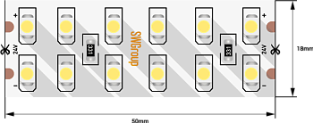 SWG Лента светодиодная стандарт 3528, 240 LED/м, 19,2 Вт/м, 24В , IP20, Цвет: Теплый белый SWG3240-24-19.2-WW