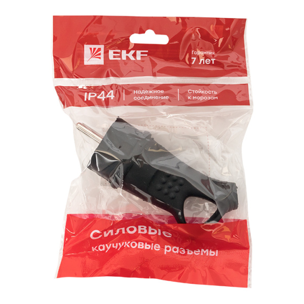 Купить EKF Basic Вилка угловая каучуковая с кольцом 230В 2P+PE 16A IP44