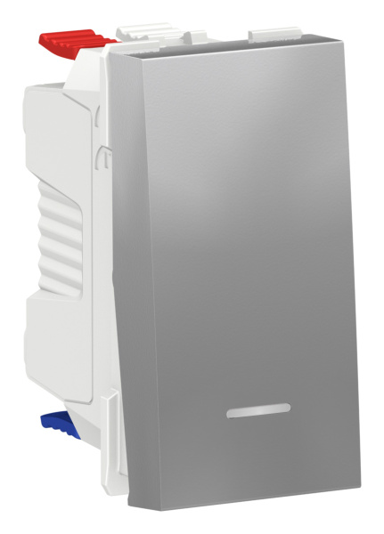 Купить SE Unica Modular Алюминий Переключатель 1-клавишный, с нейтралью, сх.6а, 1 модуль NU310330S