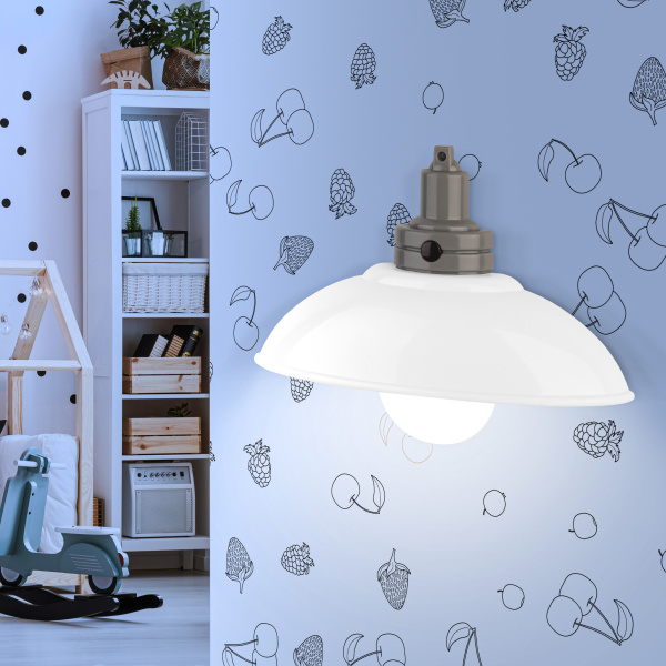 ЭРА Ночник - светильник светодиодный NLED-488-1W-MS-W настенный на батарейках с пультом белый