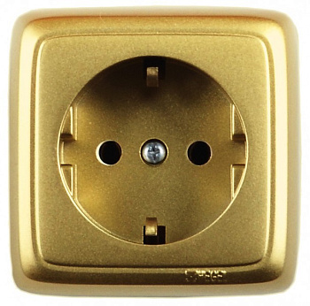 Hegel Альфа наруж Золото РА16-113-07 Розетка с/з, изол. пластиной (250В, 16А)