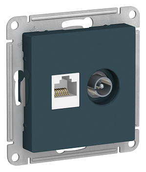Systeme Electric AtlasDesign Изумруд Розетка двойная комп+ТВ, RJ45+TV, кат.5E, механизм