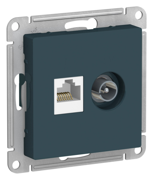 Systeme Electric AtlasDesign Изумруд Розетка двойная комп+ТВ, RJ45+TV, кат.5E, механизм