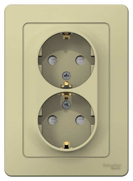 Купить Systeme Electric Blanca внутр Беж Розетка 2-ая с/з со шторками, 16А, 250В