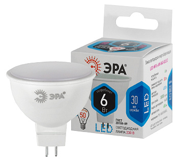 ЭРА LED MR16-6W-840-GU5.3 (диод, софит, 6Вт, нейтр, GU5.3)
