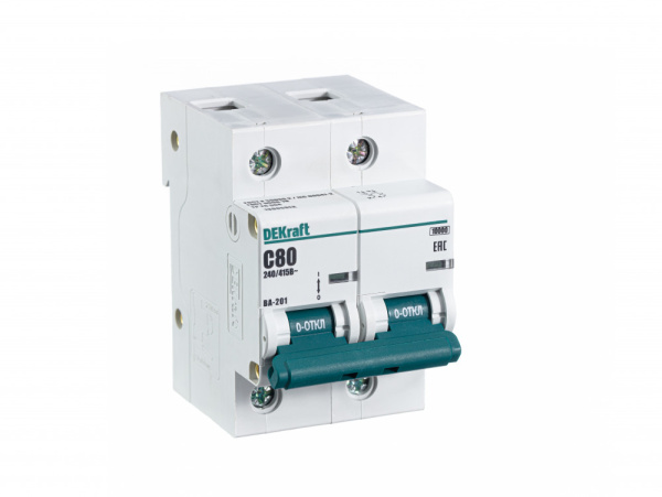 Dekraft Автоматический выключатель 2Р 80А х-ка С ВА-201 10кА 13005DEK