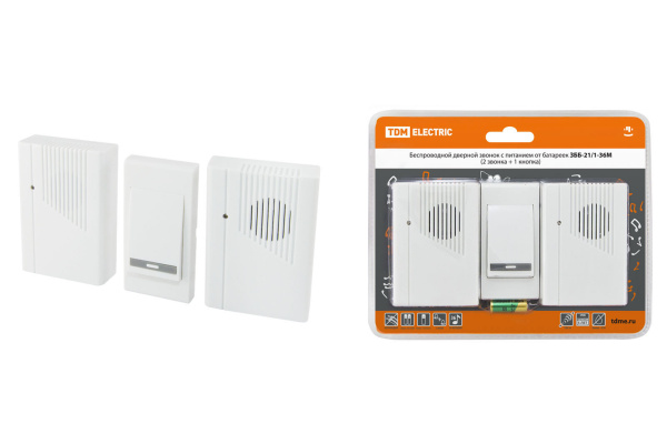 TDM Звонок ЗББ-21/1-36М (беспр., бат., 2 звонка) SQ1901-0007