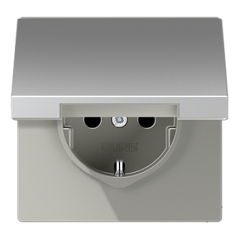 JUNG Алюминий Розетка с/з с крышкой и доп. защитой AL1520KIKL