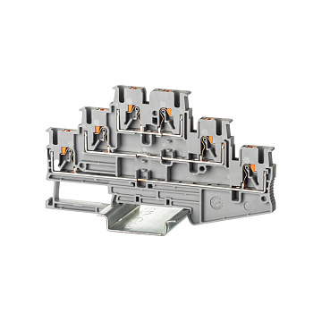 DKC Nuputuk Клемма трехуровневая, зажим push-in, 6 точек подключения, 2.5 кв.мм, серая